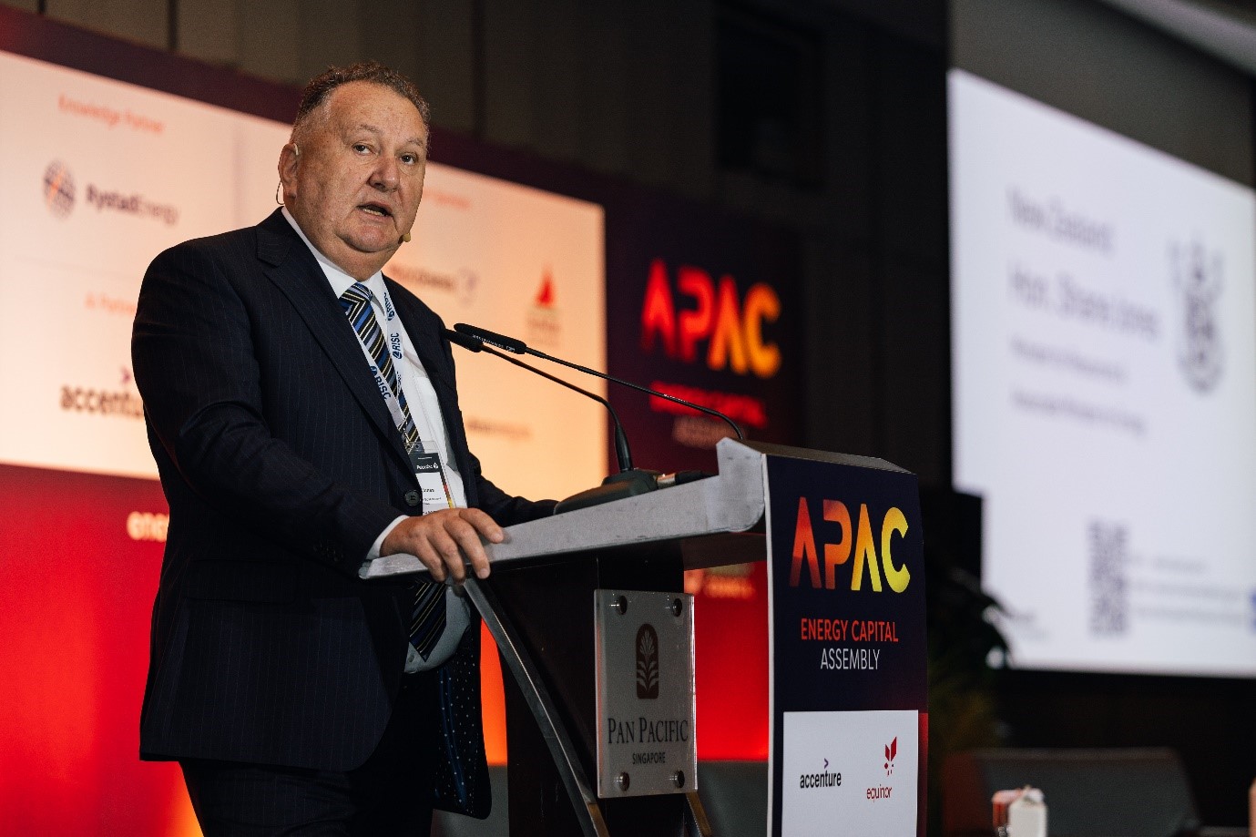 New Zealand Minister for Resources Hon Shane Jones addressing the APAC Energy Capital Assembly in Singapore on 10 June 2025