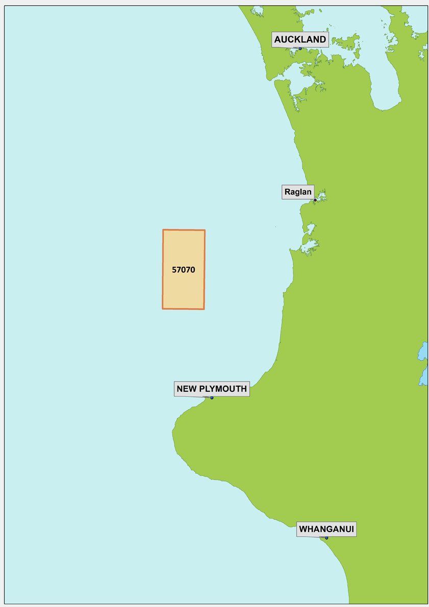 Map showing areas off the coast of the North Island Endeavour have permits