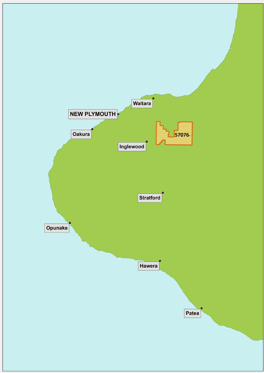Map showing areas in New Zealand Petrochem have permits