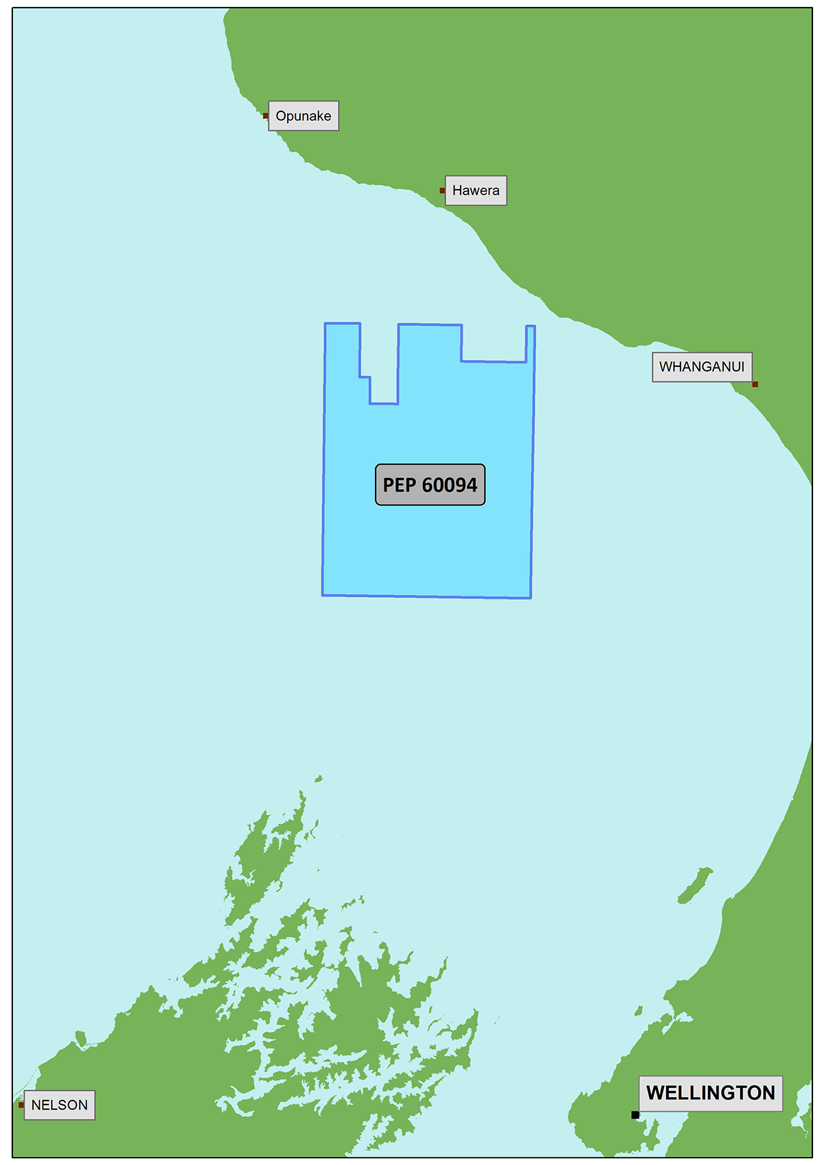 Map showing where Todd Exploration have been granted an offshore permit in the Taranaki basin