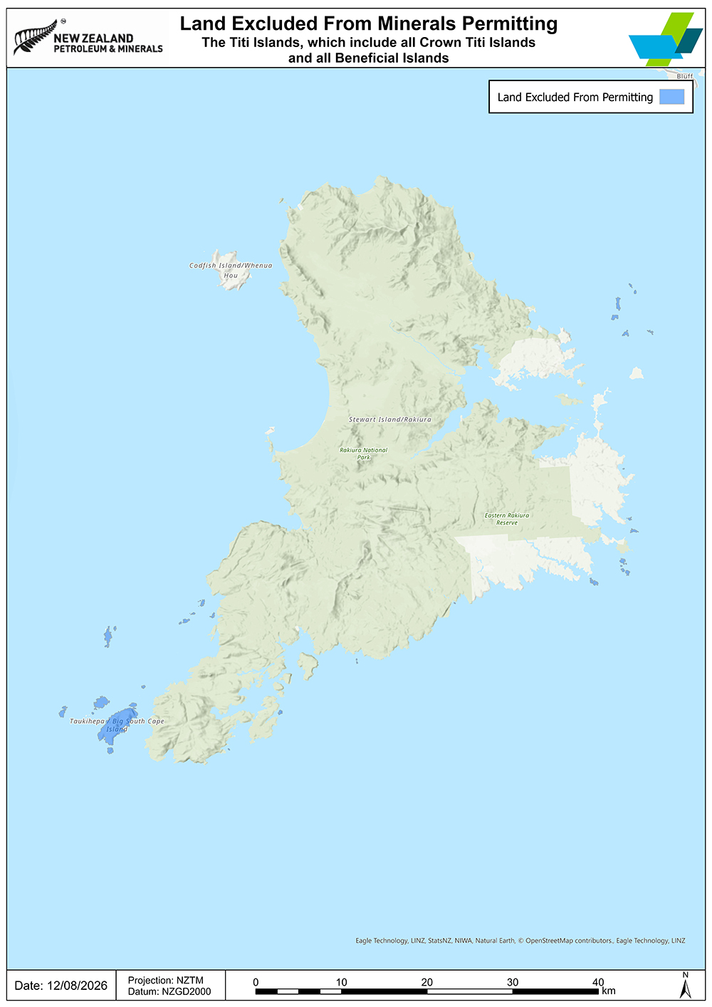 The Tītī Islands, which includes all Crown Tītī Islands and all Beneficial Islands.