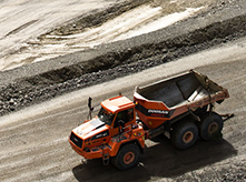 Tractor and trailer in a quarry